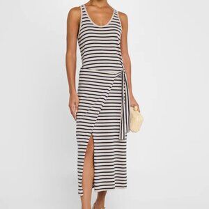 Vanessa Bruno Etretat Striped Organic Cotton Midi Dress NWT Size L